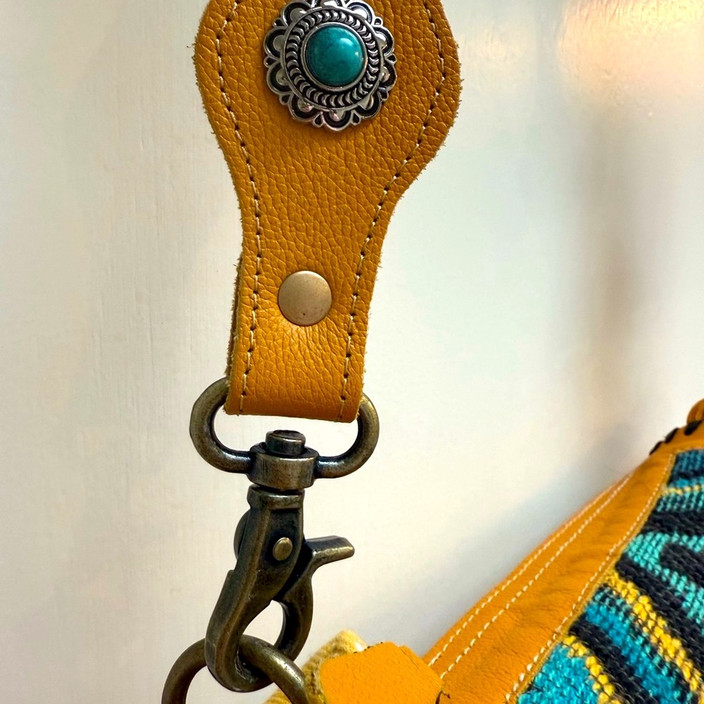 Beautiful Yellow and Black Patterned Boho Women's Bag - Picture 12 of 16